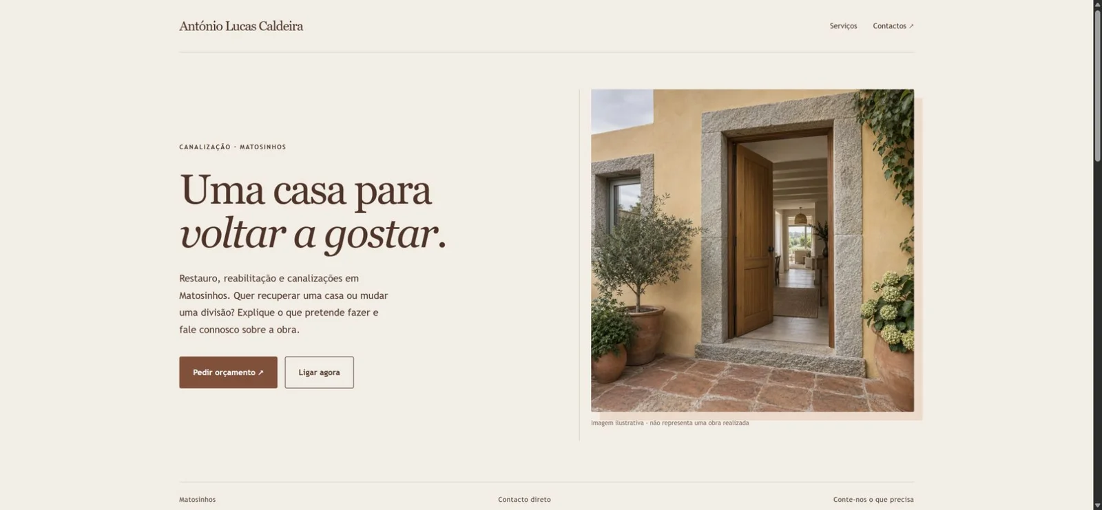 Imagem da proposta de site para António Lucas Caldeira