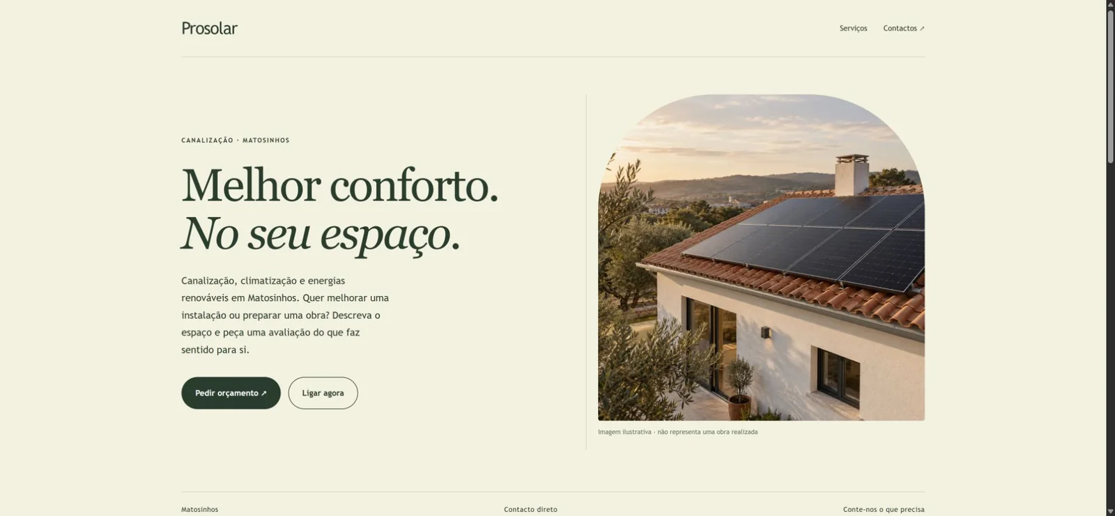 Imagem da proposta de site para Prosolar