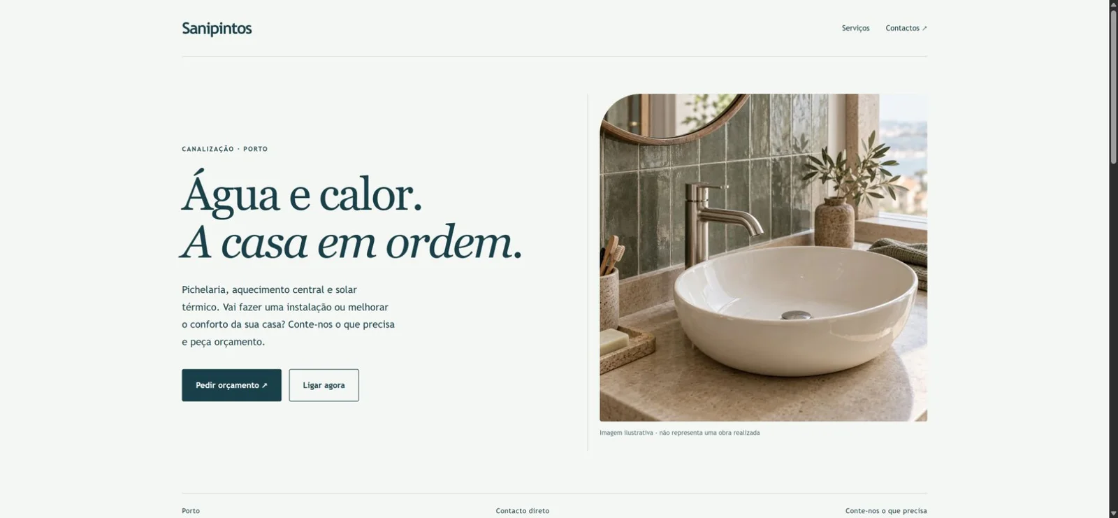 Imagem da proposta de site para Sanipintos